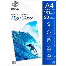 Papel Fotográfico A4 Glossy 180g 20 Fls Resistente A Água