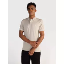 Polo Slim Beige Con Monograma Calvin Klein Para Hombre