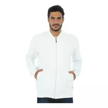 Jaqueta Moletom Masculina Anistia Bomber Com Bolsos Branca