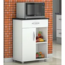 Fruteira Móveis Cozinha 1 Gaveta 1 Porta Chão Aço Microondas Cor Branco