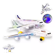 Avião Jatinho Brinquedo Som E Luzes 3d Plástico Realista Cor Branco