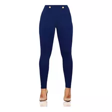 Malla Botones Dama Vestir Moda Casual Leggins Cintura Alta