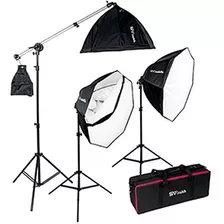 Smith-victor Octabella 1500w 3-light Led Softbox Kit With Bo