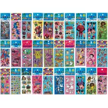 Kit 100 Cartelas Adesivo Infantil Sticker Vários Personagens