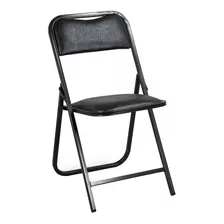 1 Silla Plegable Acojinada Cromada Vinil Negro Envío Gratis