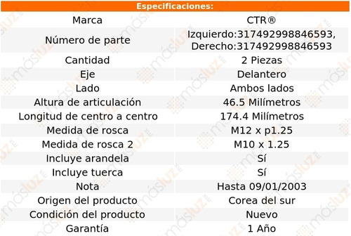 Kit 2 Tornillos Estab Del Toyota Tundra V6 3.4l 00/04 Ctr Foto 2