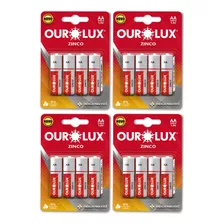 16 Pilhas Baterias Aa Ourolux Zinco 2a - 4 Blister C/4