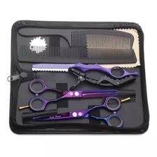 Estuche De Tijeras De Cuero P/ Peluquería Profesional-morado