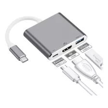 Convertidor Adaptador Hub Usb C A Hdmi 4k Usb 3.0 Y Tipo C Color Gris