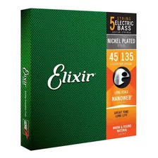 Set Cuerdas Elixir Nanoweb 45-135 Nickel P/ Bajo 5 Cuerdas