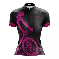 Camiseta Mtb Bike Feminina Roupa Pro Tour Bike Rosa