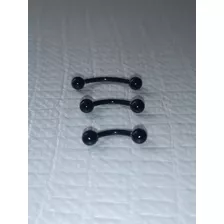 Set De 3 Piercings Para Ceja Negros Bolitas Acero Quirúrgico