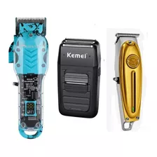 Combo Máquina Surker Shaver Kemei Acabamento Kemei 1949