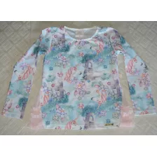 Blusa Manga Larga Con Unicornios -niña 7-9 Años