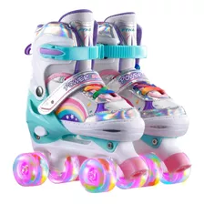 Patines Dobles Infantiles Modelo Rainbow Rosa Full Flash