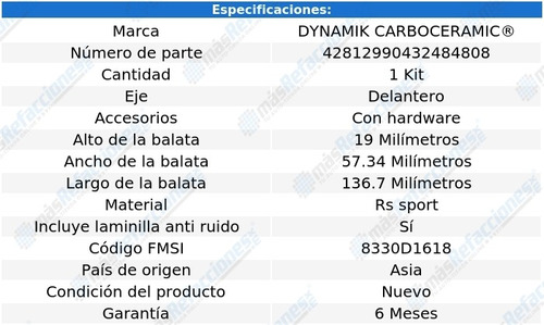 Balatas Rs Sport Delanteras Idea L4 1.4l 07 Al 10 Dynamik Foto 4