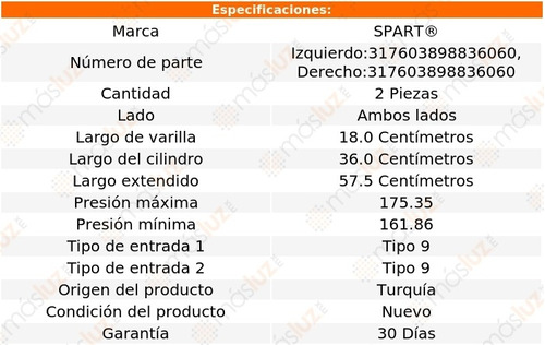 2- Amortiguadores 5a Puerta Acura Mdx 2010/2013 Spart Foto 2