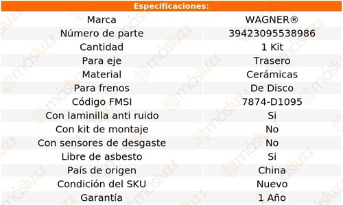 Kit Balatas Ceramicas Tra Solstice L 4 2.0l 07-09 Wagner Foto 2