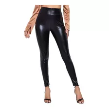 Calza Pantalon Legging Engomada Mujer Negro Intenso Premium