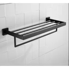 Suporte Porta Toalha Toalheiro Barra Linear Triplo Hotel Banheiro Lavabo De Parede Luxo Luuk Young 7772h Preto Fosco