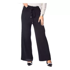 Calça Pantalona Feminina Biamar Em Tricot Canelado Preto