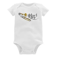 Body Bebê Trombone Notas Musicais Roupa