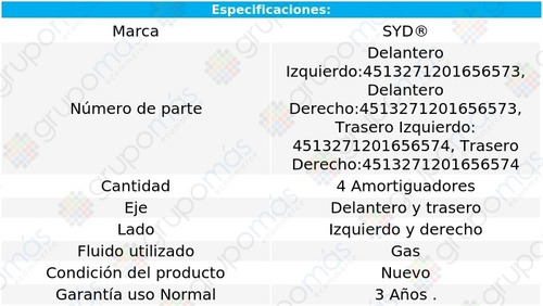 Set 4 Amortiguadores Gas Del Y Tras Syd T-cross 2020 A 2021 Foto 2