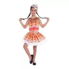 Roupa Festa Junina Pra Menina Vestido Caipira Cropped E Saia