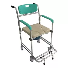 Cadeira De Banho Higiênica Alumínio Com Rodas, Freio 100 Kg