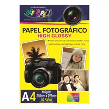 Papel Fotográfico High Glossy 180g (50 Fls A4) Alto Brilho