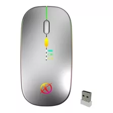 Mouse Inalámbrico Recargable Luces Led Gamer Pc/laptop Fino Xinua Color Gris