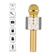 Microfono Karaoke Bluetooth Microfono Con Parlante Inalambri Color Oro