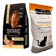  Maintenance Criadores Gatos X 15 Kg + Golden Breeze 15 Kg 