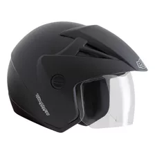 Capacete Para Moto Aberto Com Viseira Ebf Capacetes Thunder Open Solid Preto-fosco Tamanho P 