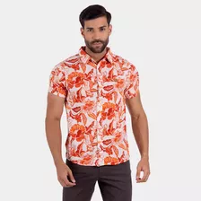 Camisa Masculina Floral Listrada Estampada De Viscose