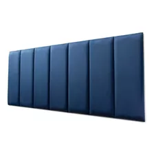 Cabeceira Modulada Adesiva Estofada Casal - Kit 7 Placas Cor Suede Azul