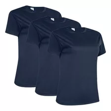 Kit 3 Camisas Dry Fit Feminina Academia Gola R Proteção Uv