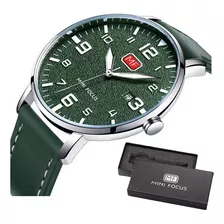 Reloj Luminoso Ultradelgado De Cuero Mini Focus Para Hombre