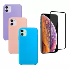 Capa Capinha Silicone Case Para iPhone 12 + Película 3d