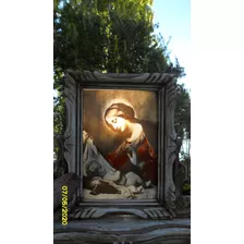 Hermoso Antiguo Porta Retrato Móvil Imagen Religiosa Virgen