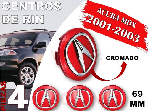 Kit De Centros De Rin Acura Mdx 2001-2003 69 Mm (rojo) Foto 2