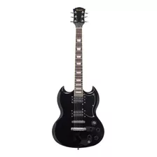 Guitarra Eléctrica Memphis E50 Sg De Caoba Negra Con Diapasón De Palo De Rosa