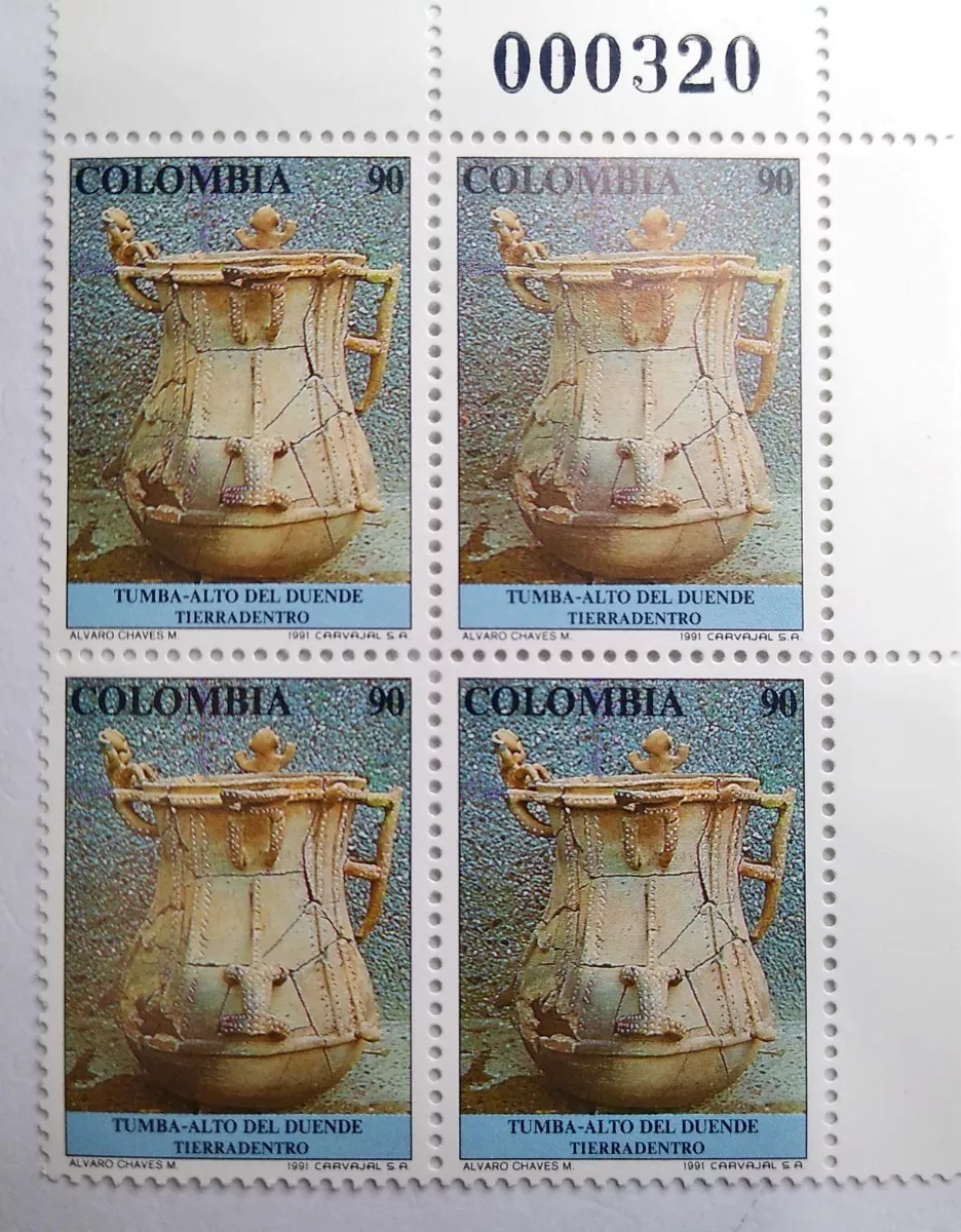 Estampillas Colombia Tumba Alto Del Duende Tierra Adent 1991