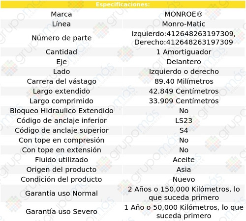 1 Amortiguador Del Der O Izq Monro-matic Brasilia 75-82 Foto 2