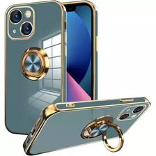 Funda Gris Con Anillo Para iPhone 13 Ook 