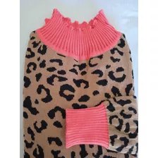 Blusa Feminina Tricot Onça Animal Print Manga Longa Tricô