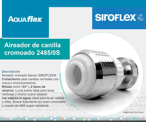 Aireador Para Monocomando Blanco Siroflex 2485/0s Aquaflex Color Plateado