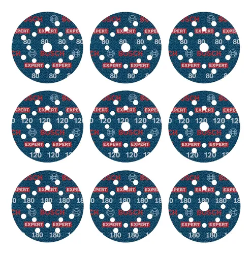 Lija Orbital Velcro Bosch 125 Mm Expert Multi Material X 9u Cantidad De Granos 80120180
