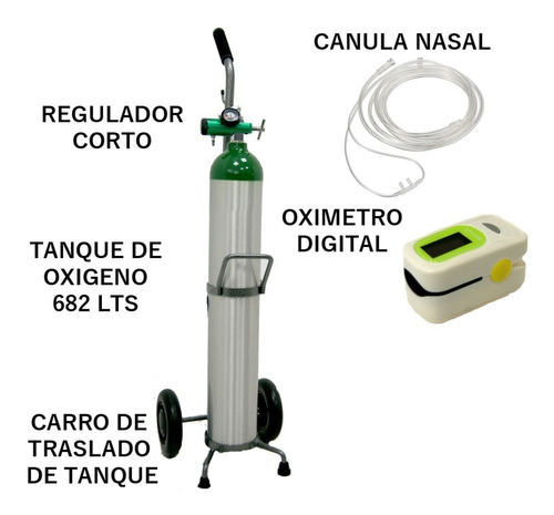 Tanque De Oxigeno 680 Lts, Completo + Oximetro 