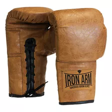 Luva De Boxe Ironarm Classic Couro Café 14 Oz Cadarço